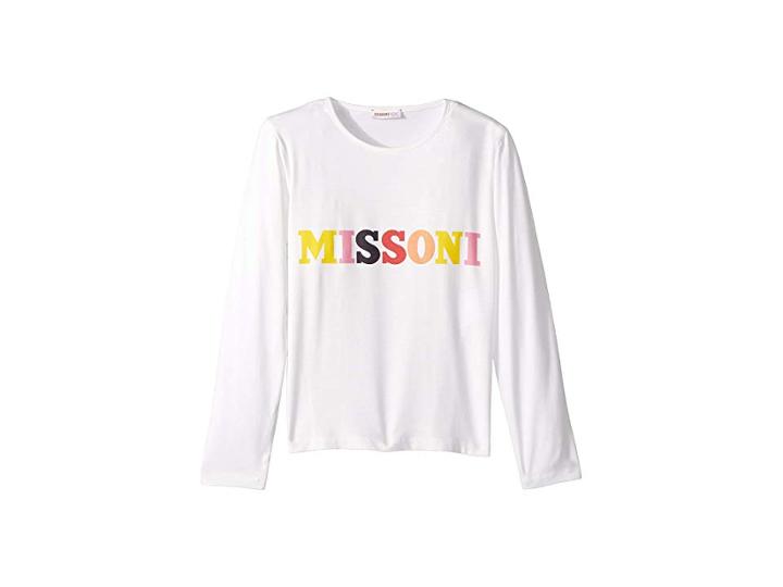 Missoni Kids Printed Logo T-shirt (big Kids) (white) Girl's T Shirt