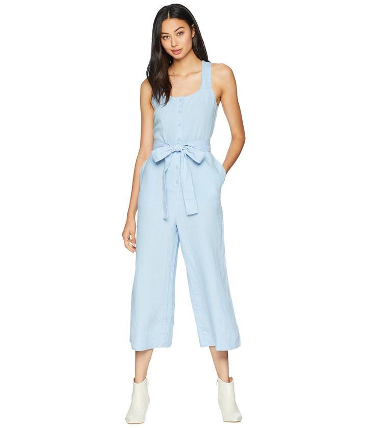 Juicy Couture Washed Linen Jumpsuit (blue Chill) Women's Jumpsuit & Rompers One Piece