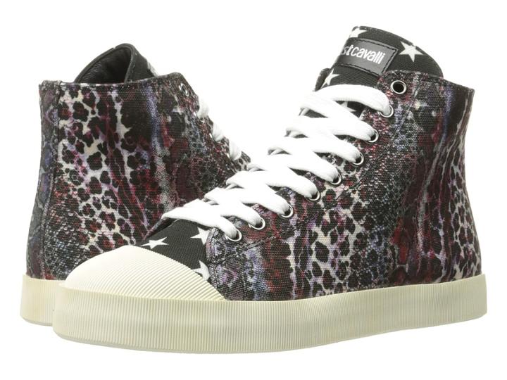 Just Cavalli Mixed Printed Canvas High Tops (bordeaux) Women's Shoes