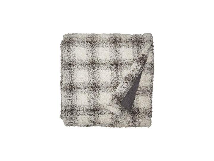 Dylan By True Grit Cozy Soft Pile Shearling Shadow Plaid Blanket With Knit Lining (charcoal) Blankets
