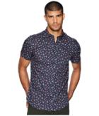 Ben Sherman Short Sleeve Palm Tree Print Shirt (blue) Men's Short Sleeve Button Up
