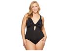 Kenneth Cole Plus Size Ready To Ruffle Halter Ruffle One-piece (black) Women's Swimsuits One Piece