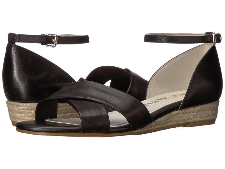 Anne Klein Nanetta (black Leather) Women's Wedge Shoes