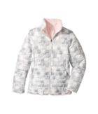 The North Face Kids Reversible Mossbud Swirl Jacket (little Kids/big Kids) (tnf White Snowflake Fair Isle Print (prior Season)) Girl's Coat