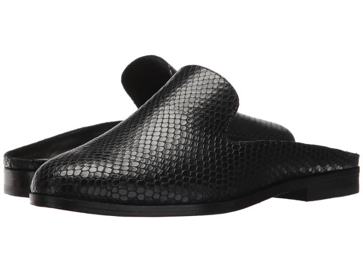 Donna Karan Mott Mule (black Embossed Snake Leather) Women's Clog/mule Shoes