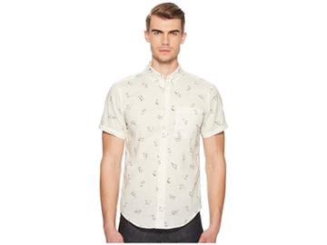 Naked & Famous Hand-drawn Cats Shirt (white) Men's Clothing