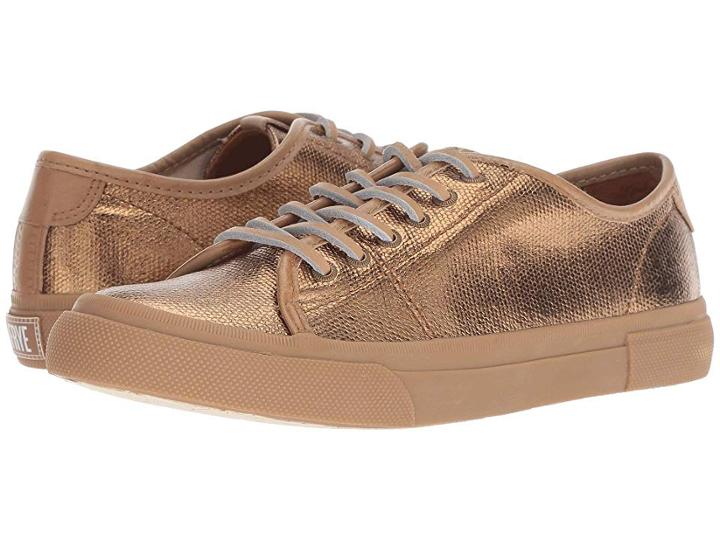 Frye Gia Canvas Low Lace (bronze Metallic) Women's Lace Up Casual Shoes