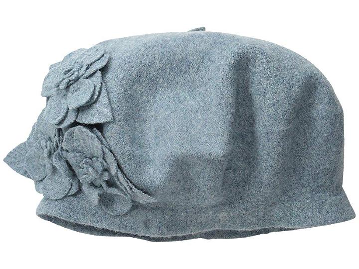 San Diego Hat Company Sdh0515 Wool Beret With Self Flowers (jade) Caps
