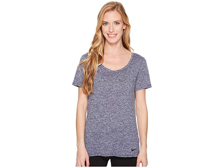 Nike Dry Legend Cross-dye Tee (binary Blue/royal Tint/black) Women's Short Sleeve Pullover