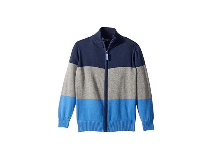 Toobydoo Knit Zip-up Sweater (toddler/little Kids/big Kids) (blue Color Block) Boy's Sweater