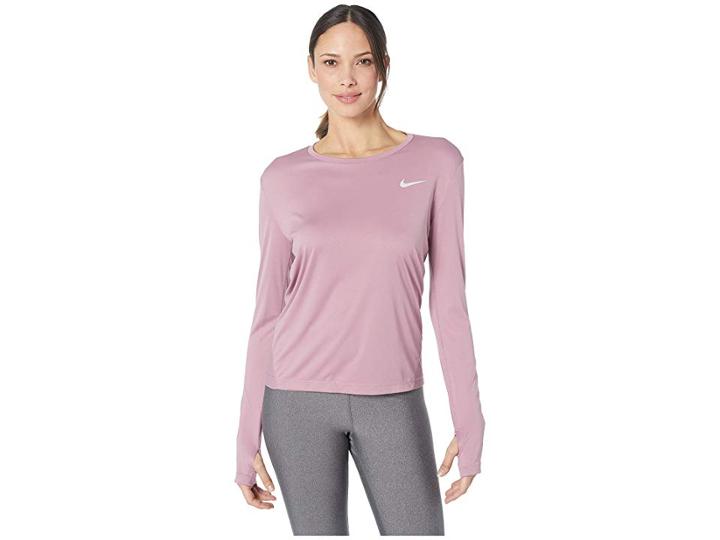 Nike Miler Top Long Sleeve (plum Dust/reflective Silver) Women's Clothing