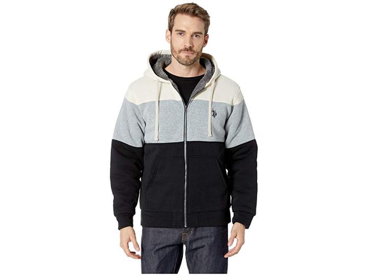 U.s. Polo Assn. Color Block Lined Fleece (oatmeal) Men's Fleece