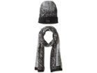 Calvin Klein Lurex Sparkle/beanie Muffler Two-piece Set (black) Scarves