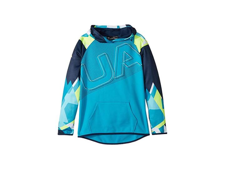 Under Armour Kids Af Hoodie Ua Logo (big Kids) (deceit/white) Girl's Sweatshirt
