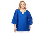 Calvin Klein Plus Plus Size Ottoman Flutter Sleeve Top With Hardware (regatta) Women's Long Sleeve Pullover