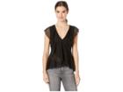 Bcbgmaxazria V-neck Ruffle Top (black) Women's Clothing