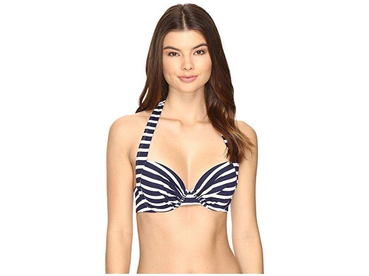 Tommy Bahama Breton Stripe Underwire Halter Bikini Top (mare Navy/white) Women's Swimwear
