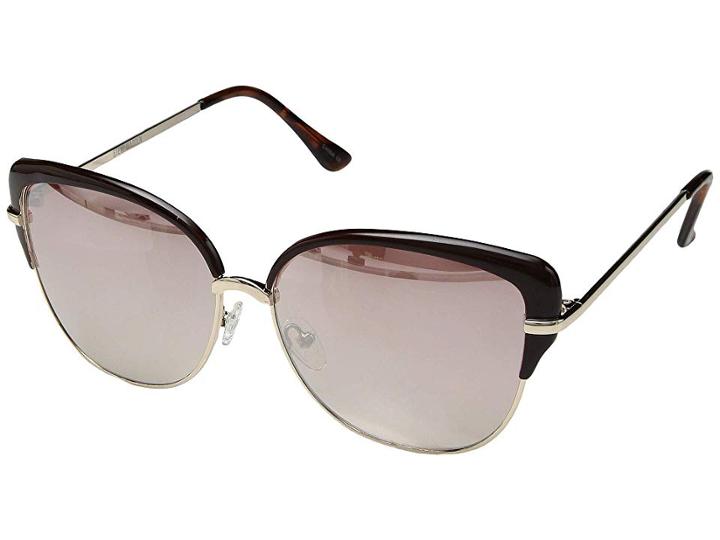 Steve Madden Alyssa (brown/rose Mirrored Lens) Fashion Sunglasses