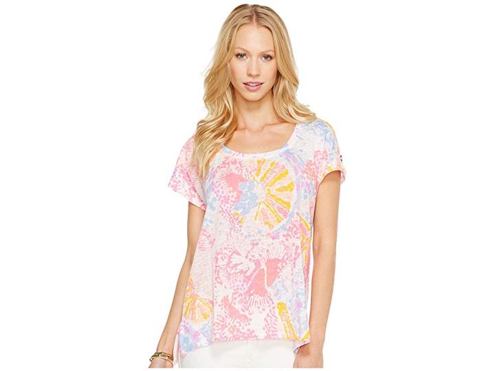 Lilly Pulitzer Inara Linen Beach Top (paradise Pink Bohemian Beach) Women's Clothing