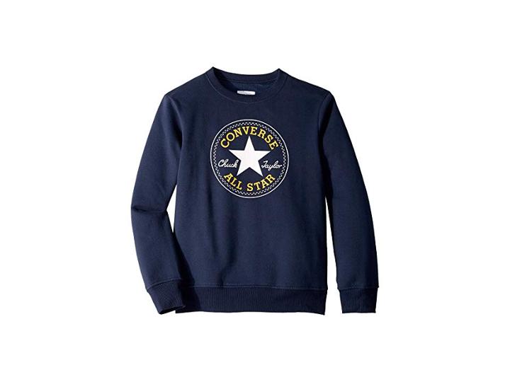 Converse Kids Chuck Patch Fleece Crew (big Kids) (obsidian) Boy's Clothing