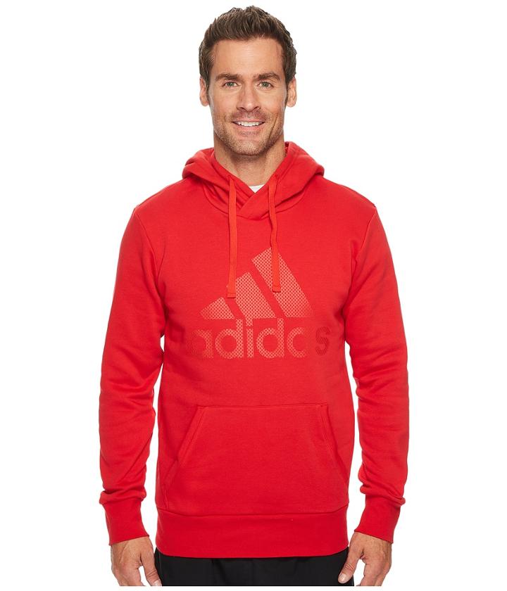 Adidas Essentials Cotton Pullover Logo Hoodie (scarlet/scarlet) Men's Sweatshirt
