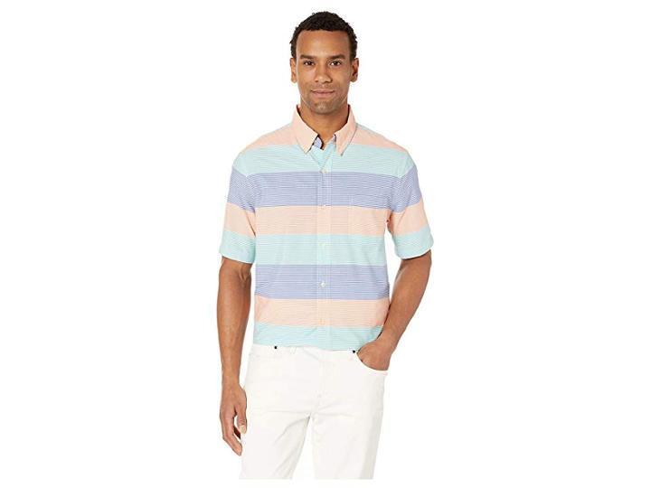 Chaps Easy-care Short-sleeve Sport Shirt (blue) Men's Clothing