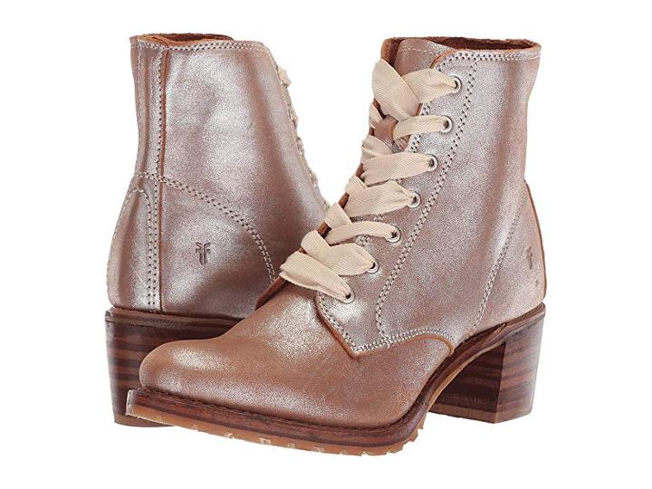 Frye Sabrina 6g Lace Up (silver Multi Metallic) Women's Lace-up Boots