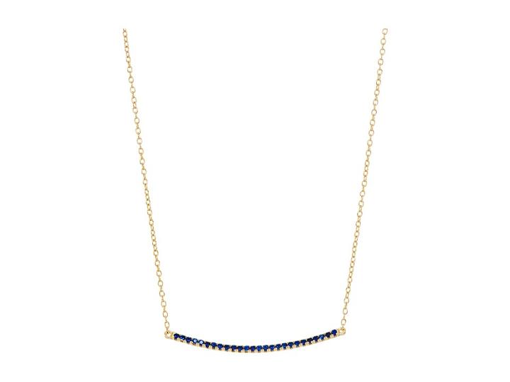 Shashi Bar Pave Pendant Necklace (gold/vermeil/sapphire) Necklace