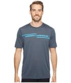 Under Armour Threadborne Cross Chest Short Sleeve (stealth Gray/blue Shift) Men's Clothing