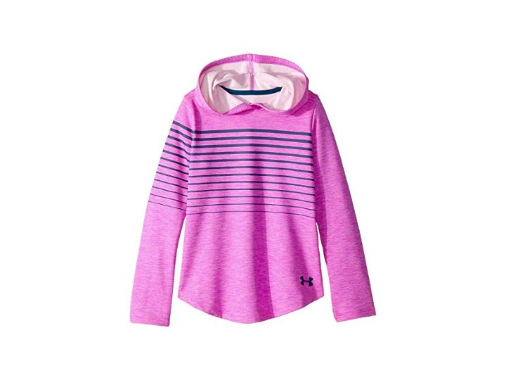 Under Armour Kids Armour Coldgear(r) Hoodie (big Kids) (fluo Fuchsia Light Heather/techno Teal) Girl's Sweatshirt