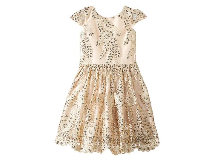 Fiveloaves Twofish Fit N Flare Dress (big Kids) (gold) Girl's Dress