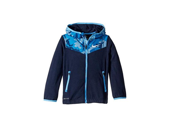 Nike Kids Polar Therma All Over Print Full Zip (little Kids) (obsidian) Boy's Coat
