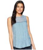 Lucky Brand Tiered Jacquard Tank Top (provincial Blue) Women's Clothing