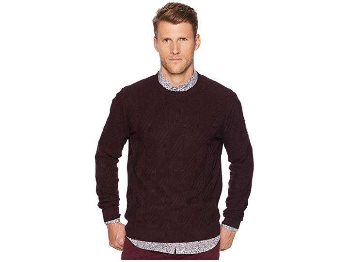 Perry Ellis Texture Pattern Crew Sweater (port) Men's Sweater