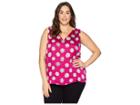 Vince Camuto Specialty Size Plus Size Sleeveless Botanical Tropics V-neck Blouse (fuchsia Fury) Women's Blouse