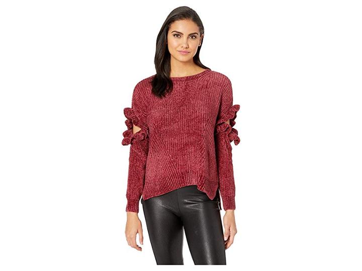 Romeo & Juliet Couture Elbow Detail Chenille Sweater (red) Women's Sweater