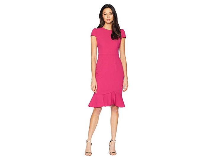 Betsey Johnson Scuba Crepe Dress W/ Flounce (fuchsia) Women's Dress