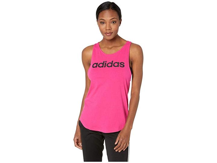 Adidas Essentials Linear Loose Tank Top (real Magenta/black) Women's Sleeveless