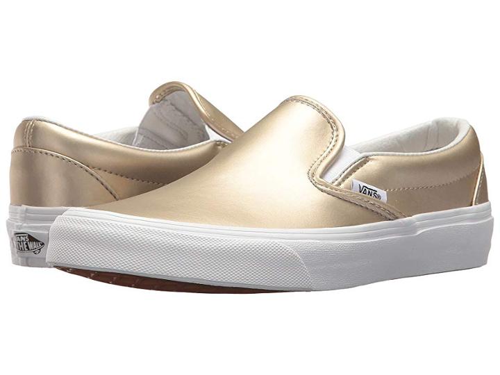 Vans Classic Slip-ontm ((muted Metallic) Gold/true White) Skate Shoes