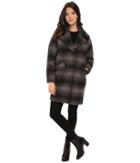 Marc New York By Andrew Marc Emma 34 Brushed Shadow Plaid Single Breasted (plaid) Women's Coat