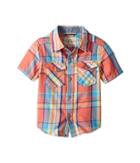 Lucky Brand Kids Short Sleeve Yarn-dyed Plaid Shirt (toddler) (spiced Coral) Boy's T Shirt