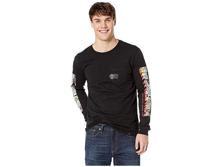 Huf Greetings Long Sleeve Pocket Tee (black) Men's T Shirt