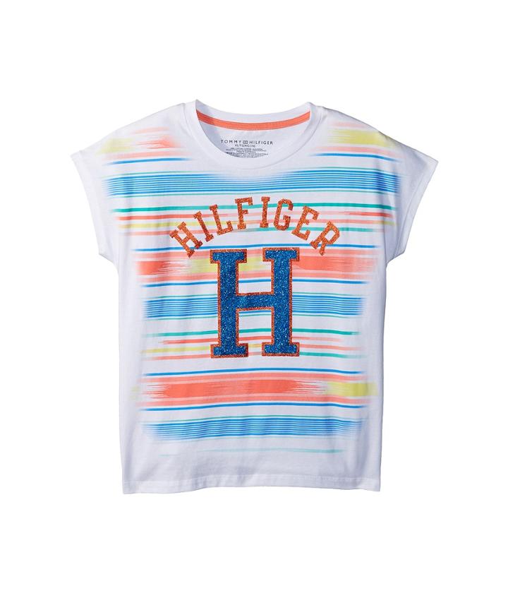Tommy Hilfiger Kids Ikat Stripe Tee (big Kids) (white) Girl's T Shirt