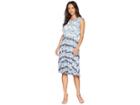 Ellen Tracy Flouncy Sleeve Dress (horizon/white Combo) Women's Dress