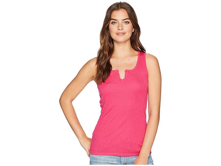 Michael Stars 1x1 Slub Notch Neck Tank (pink Punch) Women's Sleeveless