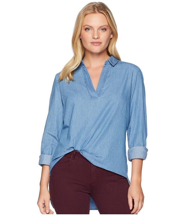 Alexander Jordan V-neck Popover Enimwj Trapunto Stitch Shirt (medium Wash) Women's Clothing