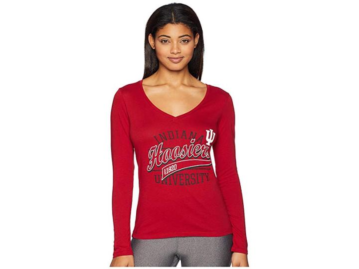 Champion College Indiana Hoosiers Long Sleeve V-neck Tee (cardinal 2) Women's Long Sleeve Pullover