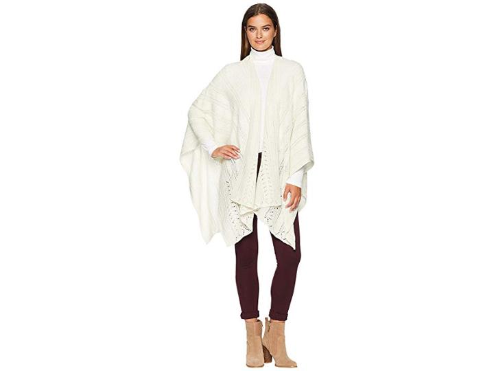 Lauren Ralph Lauren Pointelle Lace Stitch Ruana (ivory) Women's Clothing