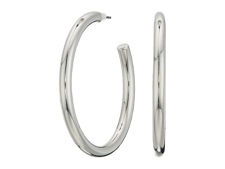 French Connection Large Tube Hoop Earrings (rhodium) Earring