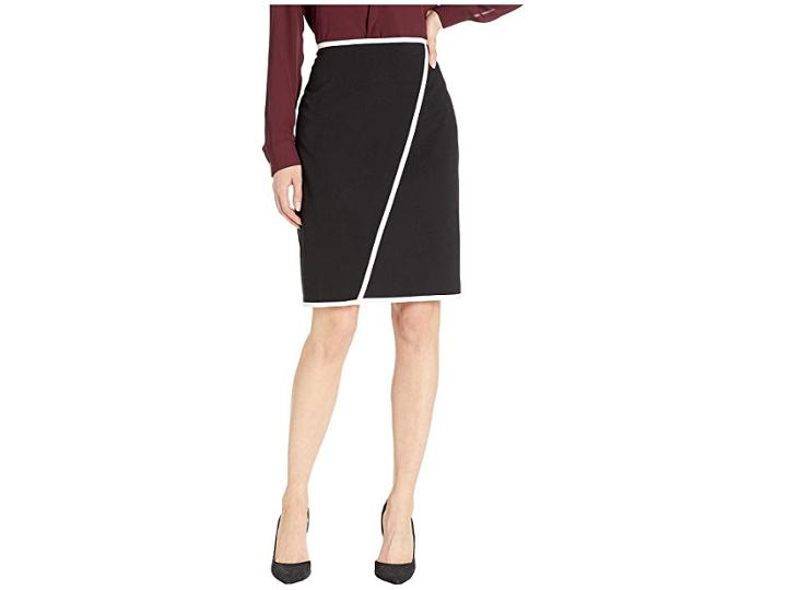 Calvin Klein Lux Piped Skirt (black/cream) Women's Skirt